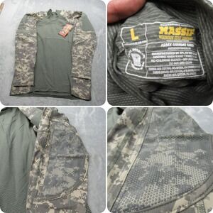Massif Army Combat FR Shirt MensLarge Green Digital Camo Flame Resistant DoD UCP